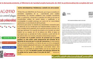 Ampliación vigencia carnés DDD hasta julio 2021